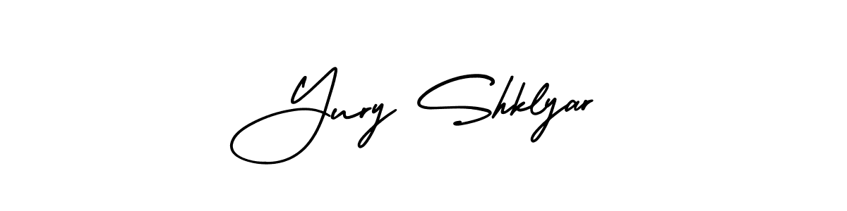 You should practise on your own different ways (AmerikaSignatureDemo-Regular) to write your name (Yury Shklyar) in signature. don't let someone else do it for you. Yury Shklyar signature style 3 images and pictures png