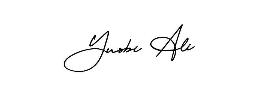 Yusbi Ali stylish signature style. Best Handwritten Sign (AmerikaSignatureDemo-Regular) for my name. Handwritten Signature Collection Ideas for my name Yusbi Ali. Yusbi Ali signature style 3 images and pictures png