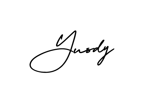 The best way (AmerikaSignatureDemo-Regular) to make a short signature is to pick only two or three words in your name. The name Yusdy include a total of six letters. For converting this name. Yusdy signature style 3 images and pictures png