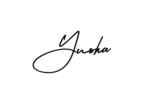 Create a beautiful signature design for name Yusha. With this signature (AmerikaSignatureDemo-Regular) fonts, you can make a handwritten signature for free. Yusha signature style 3 images and pictures png