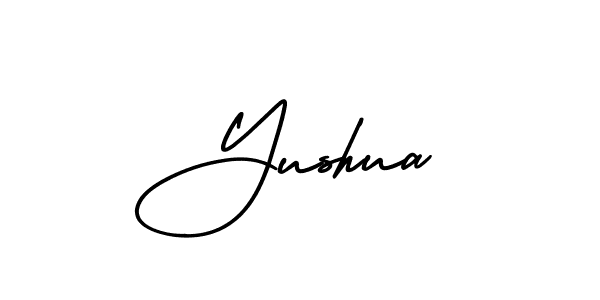 You should practise on your own different ways (AmerikaSignatureDemo-Regular) to write your name (Yushua) in signature. don't let someone else do it for you. Yushua signature style 3 images and pictures png