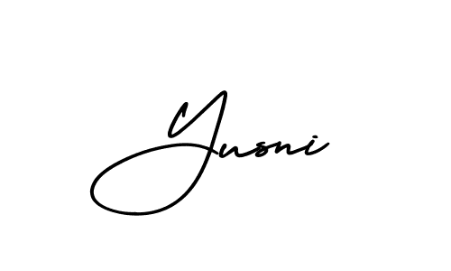 How to make Yusni name signature. Use AmerikaSignatureDemo-Regular style for creating short signs online. This is the latest handwritten sign. Yusni signature style 3 images and pictures png