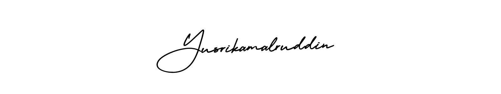 The best way (AmerikaSignatureDemo-Regular) to make a short signature is to pick only two or three words in your name. The name Yusrikamalruddin include a total of six letters. For converting this name. Yusrikamalruddin signature style 3 images and pictures png