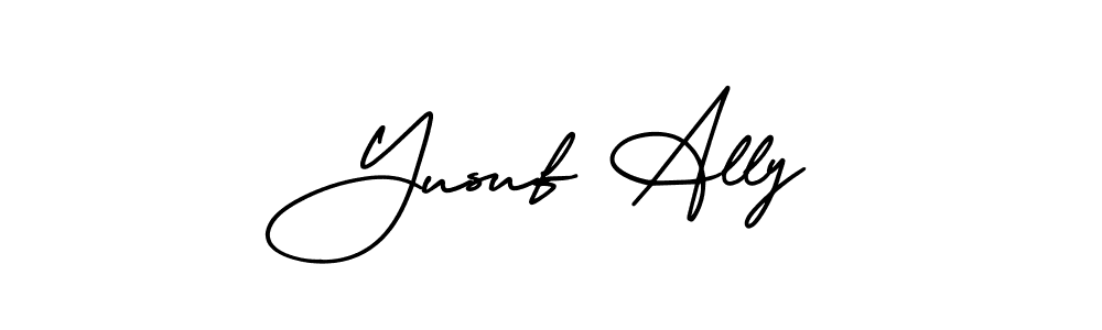 This is the best signature style for the Yusuf Ally name. Also you like these signature font (AmerikaSignatureDemo-Regular). Mix name signature. Yusuf Ally signature style 3 images and pictures png