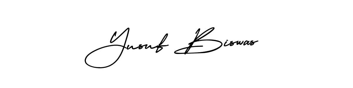 The best way (AmerikaSignatureDemo-Regular) to make a short signature is to pick only two or three words in your name. The name Yusuf Biswas include a total of six letters. For converting this name. Yusuf Biswas signature style 3 images and pictures png