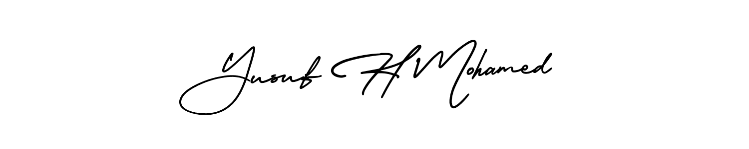 You should practise on your own different ways (AmerikaSignatureDemo-Regular) to write your name (Yusuf H Mohamed) in signature. don't let someone else do it for you. Yusuf H Mohamed signature style 3 images and pictures png