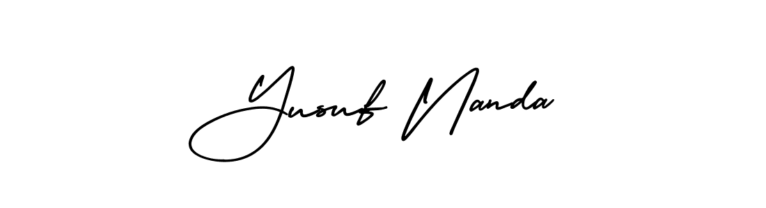 You should practise on your own different ways (AmerikaSignatureDemo-Regular) to write your name (Yusuf Nanda) in signature. don't let someone else do it for you. Yusuf Nanda signature style 3 images and pictures png