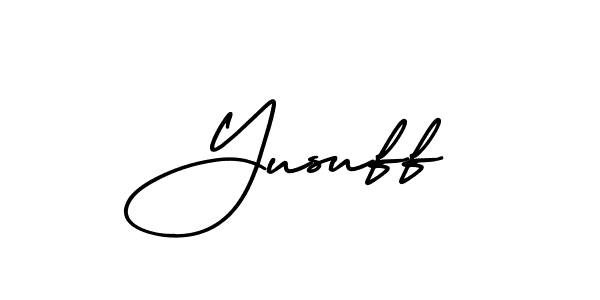 Use a signature maker to create a handwritten signature online. With this signature software, you can design (AmerikaSignatureDemo-Regular) your own signature for name Yusuff. Yusuff signature style 3 images and pictures png