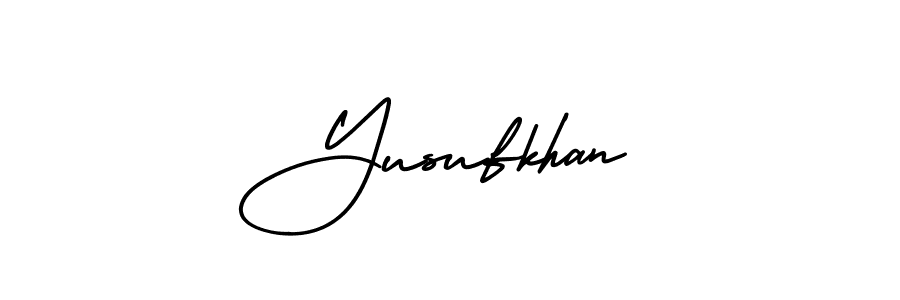 How to make Yusufkhan name signature. Use AmerikaSignatureDemo-Regular style for creating short signs online. This is the latest handwritten sign. Yusufkhan signature style 3 images and pictures png