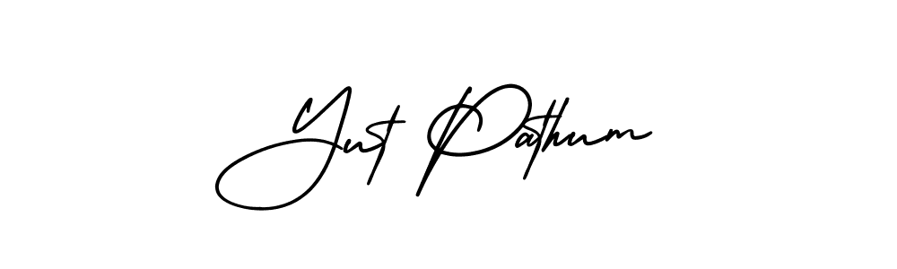 It looks lik you need a new signature style for name Yut Pathum. Design unique handwritten (AmerikaSignatureDemo-Regular) signature with our free signature maker in just a few clicks. Yut Pathum signature style 3 images and pictures png