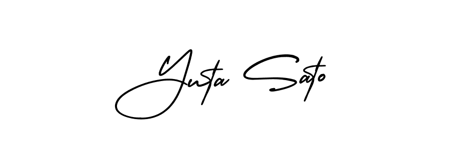 You should practise on your own different ways (AmerikaSignatureDemo-Regular) to write your name (Yuta Sato) in signature. don't let someone else do it for you. Yuta Sato signature style 3 images and pictures png