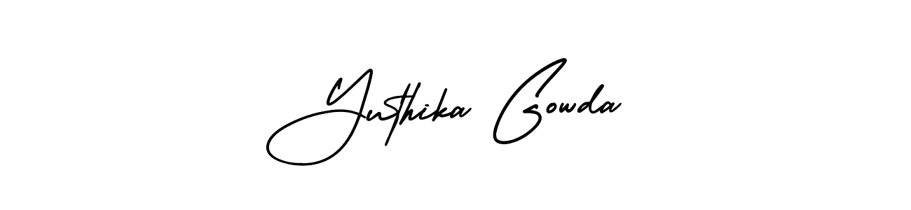 AmerikaSignatureDemo-Regular is a professional signature style that is perfect for those who want to add a touch of class to their signature. It is also a great choice for those who want to make their signature more unique. Get Yuthika Gowda name to fancy signature for free. Yuthika Gowda signature style 3 images and pictures png