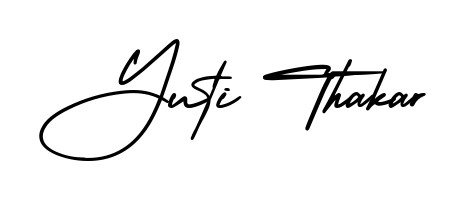 The AmerikaSignatureDemo-Regular typeface gives name Yuti Thakar a refined look. Suitable for certificates, diplomas, and official verification. Yuti Thakar signature style 3 images and pictures png