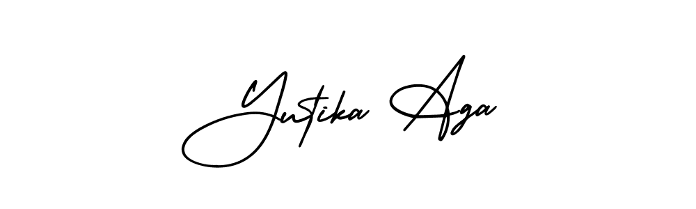 How to Draw Yutika Aga signature style? AmerikaSignatureDemo-Regular is a latest design signature styles for name Yutika Aga. Yutika Aga signature style 3 images and pictures png