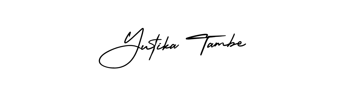 How to make Yutika Tambe name signature. Use AmerikaSignatureDemo-Regular style for creating short signs online. This is the latest handwritten sign. Yutika Tambe signature style 3 images and pictures png