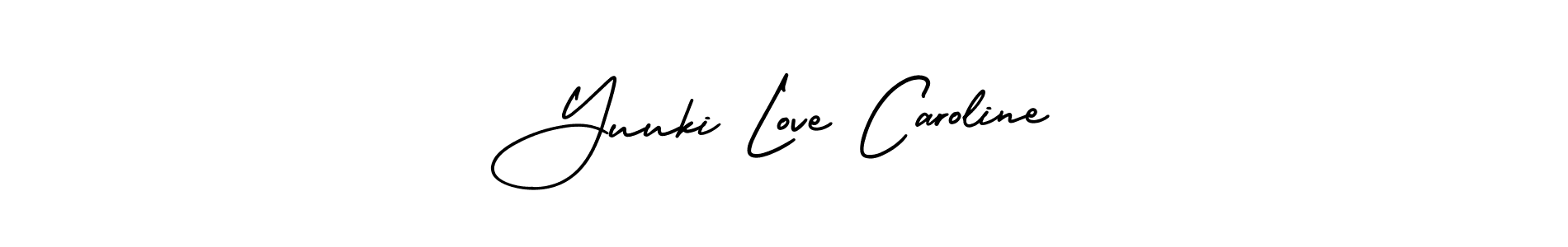 AmerikaSignatureDemo-Regular is a professional signature style that is perfect for those who want to add a touch of class to their signature. It is also a great choice for those who want to make their signature more unique. Get Yuuki Love Caroline name to fancy signature for free. Yuuki Love Caroline signature style 3 images and pictures png