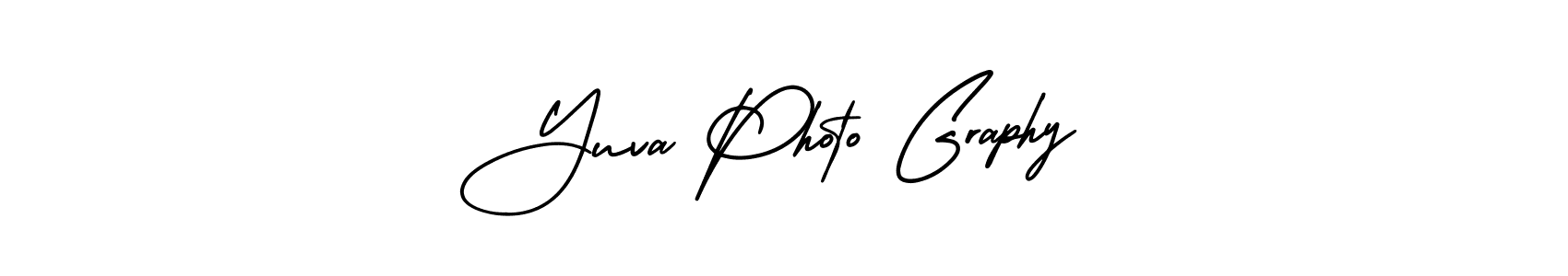 You should practise on your own different ways (AmerikaSignatureDemo-Regular) to write your name (Yuva Photo Graphy) in signature. don't let someone else do it for you. Yuva Photo Graphy signature style 3 images and pictures png