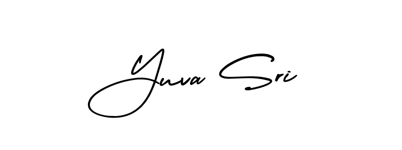 The best way (AmerikaSignatureDemo-Regular) to make a short signature is to pick only two or three words in your name. The name Yuva Sri include a total of six letters. For converting this name. Yuva Sri signature style 3 images and pictures png