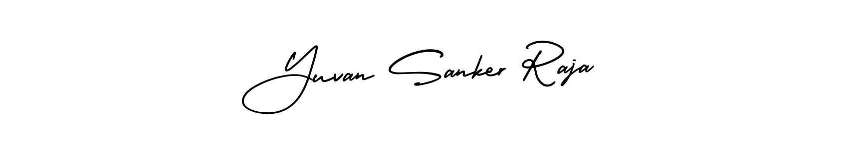 The best way (AmerikaSignatureDemo-Regular) to make a short signature is to pick only two or three words in your name. The name Yuvan Sanker Raja include a total of six letters. For converting this name. Yuvan Sanker Raja signature style 3 images and pictures png