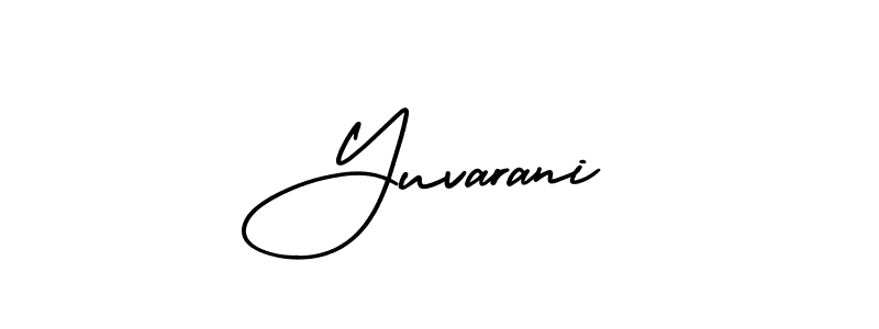 The best way (AmerikaSignatureDemo-Regular) to make a short signature is to pick only two or three words in your name. The name Yuvarani include a total of six letters. For converting this name. Yuvarani signature style 3 images and pictures png