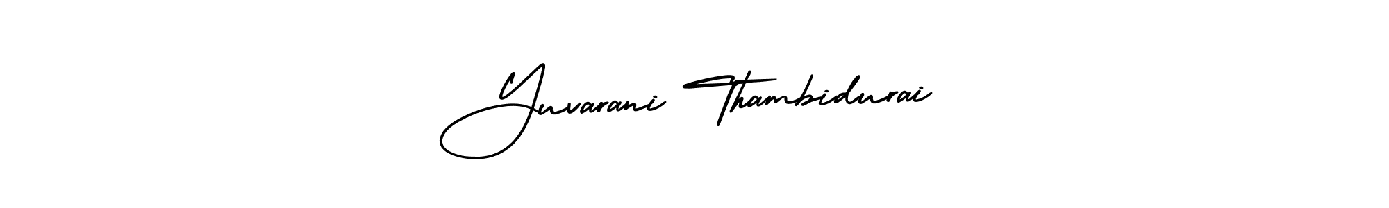 The best way (AmerikaSignatureDemo-Regular) to make a short signature is to pick only two or three words in your name. The name Yuvarani Thambidurai include a total of six letters. For converting this name. Yuvarani Thambidurai signature style 3 images and pictures png