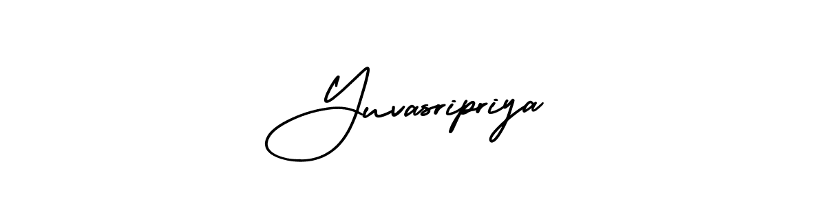 The best way (AmerikaSignatureDemo-Regular) to make a short signature is to pick only two or three words in your name. The name Yuvasripriya include a total of six letters. For converting this name. Yuvasripriya signature style 3 images and pictures png