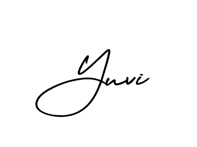 You should practise on your own different ways (AmerikaSignatureDemo-Regular) to write your name (Yuvi) in signature. don't let someone else do it for you. Yuvi signature style 3 images and pictures png