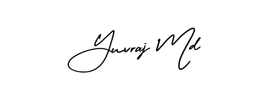 You should practise on your own different ways (AmerikaSignatureDemo-Regular) to write your name (Yuvraj Md) in signature. don't let someone else do it for you. Yuvraj Md signature style 3 images and pictures png