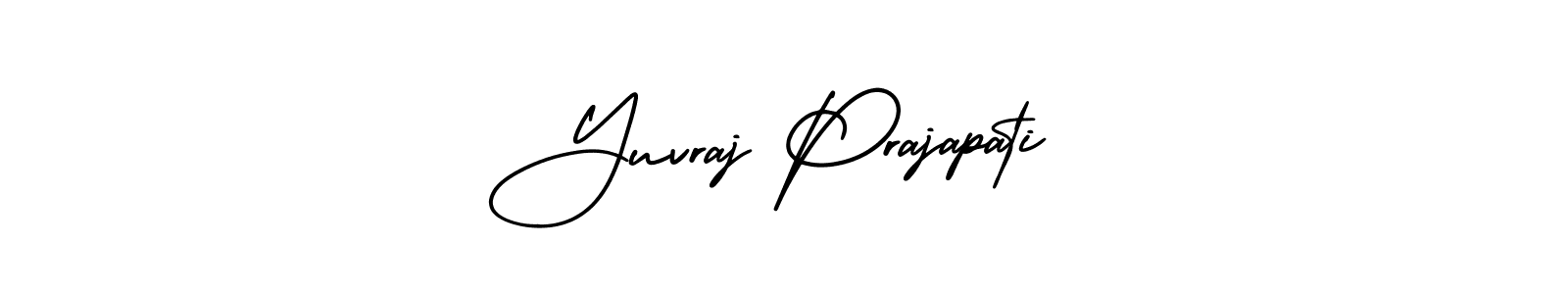 You should practise on your own different ways (AmerikaSignatureDemo-Regular) to write your name (Yuvraj Prajapati) in signature. don't let someone else do it for you. Yuvraj Prajapati signature style 3 images and pictures png