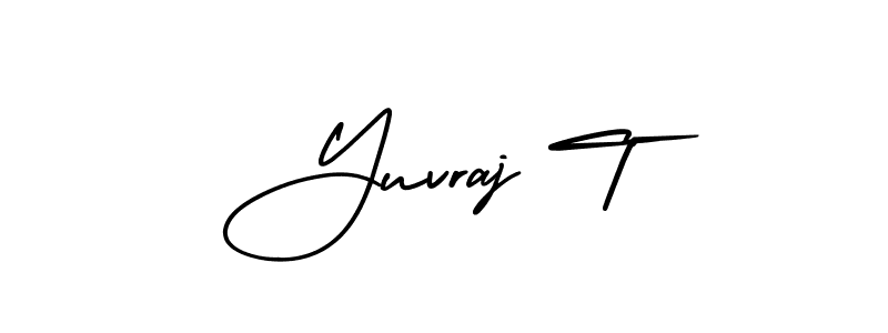 How to make Yuvraj T name signature. Use AmerikaSignatureDemo-Regular style for creating short signs online. This is the latest handwritten sign. Yuvraj T signature style 3 images and pictures png