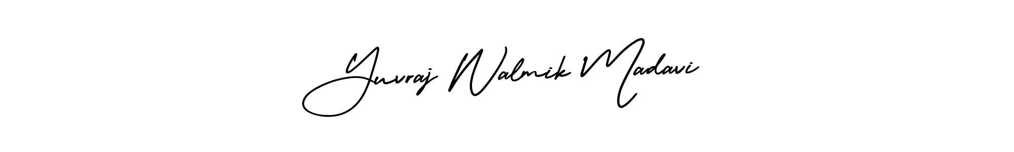 You should practise on your own different ways (AmerikaSignatureDemo-Regular) to write your name (Yuvraj Walmik Madavi) in signature. don't let someone else do it for you. Yuvraj Walmik Madavi signature style 3 images and pictures png