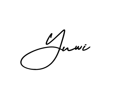 Use a signature maker to create a handwritten signature online. With this signature software, you can design (AmerikaSignatureDemo-Regular) your own signature for name Yuwi. Yuwi signature style 3 images and pictures png