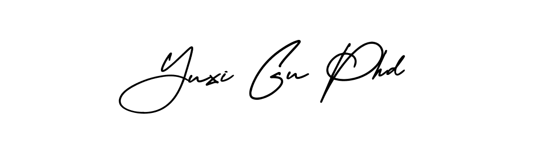 Design your own signature with our free online signature maker. With this signature software, you can create a handwritten (AmerikaSignatureDemo-Regular) signature for name Yuxi Gu Phd. Yuxi Gu Phd signature style 3 images and pictures png