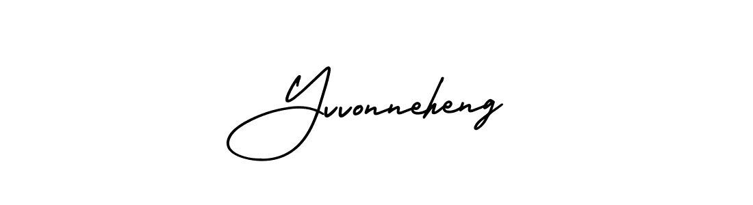 You should practise on your own different ways (AmerikaSignatureDemo-Regular) to write your name (Yvvonneheng) in signature. don't let someone else do it for you. Yvvonneheng signature style 3 images and pictures png