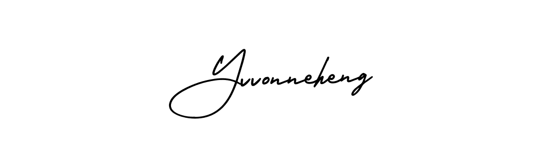 You should practise on your own different ways (AmerikaSignatureDemo-Regular) to write your name (Yvvonneheng) in signature. don't let someone else do it for you. Yvvonneheng signature style 3 images and pictures png