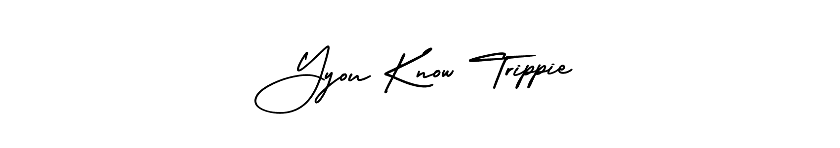 How to make Yyou Know Trippie name signature. Use AmerikaSignatureDemo-Regular style for creating short signs online. This is the latest handwritten sign. Yyou Know Trippie signature style 3 images and pictures png