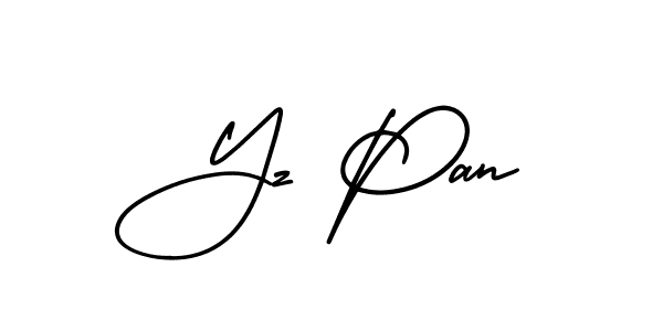 You should practise on your own different ways (AmerikaSignatureDemo-Regular) to write your name (Yz Pan) in signature. don't let someone else do it for you. Yz Pan signature style 3 images and pictures png