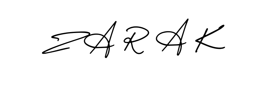 Also we have Z A R A K name is the best signature style. Create professional handwritten signature collection using AmerikaSignatureDemo-Regular autograph style. Z A R A K signature style 3 images and pictures png