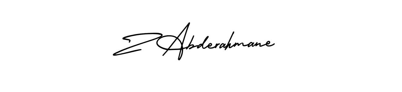 The best way (AmerikaSignatureDemo-Regular) to make a short signature is to pick only two or three words in your name. The name Z Abderahmane include a total of six letters. For converting this name. Z Abderahmane signature style 3 images and pictures png