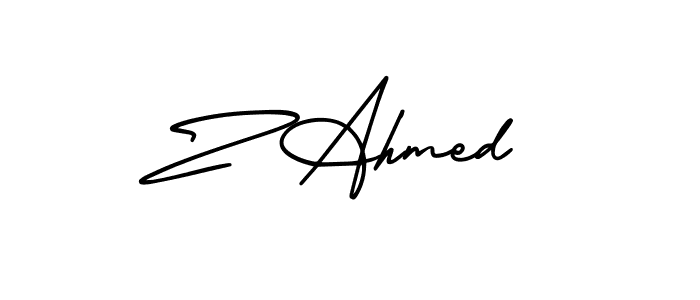 Z Ahmed stylish signature style. Best Handwritten Sign (AmerikaSignatureDemo-Regular) for my name. Handwritten Signature Collection Ideas for my name Z Ahmed. Z Ahmed signature style 3 images and pictures png