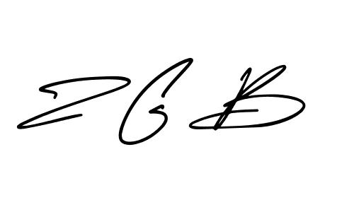 How to make Z G B name signature. Use AmerikaSignatureDemo-Regular style for creating short signs online. This is the latest handwritten sign. Z G B signature style 3 images and pictures png