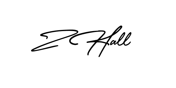 How to make Z Hall name signature. Use AmerikaSignatureDemo-Regular style for creating short signs online. This is the latest handwritten sign. Z Hall signature style 3 images and pictures png