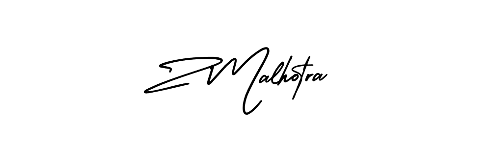 How to make Z Malhotra name signature. Use AmerikaSignatureDemo-Regular style for creating short signs online. This is the latest handwritten sign. Z Malhotra signature style 3 images and pictures png