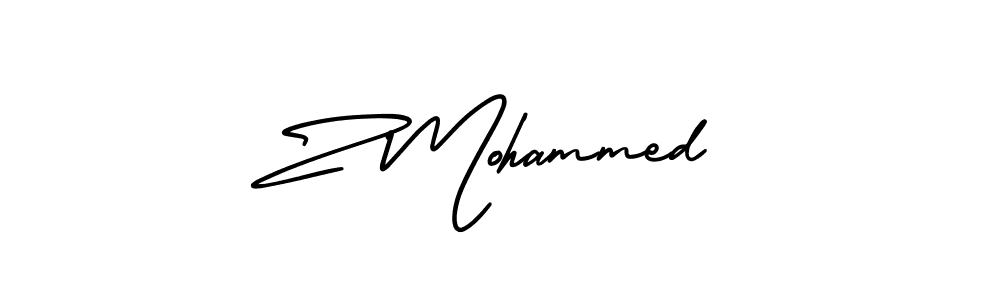 How to make Z Mohammed name signature. Use AmerikaSignatureDemo-Regular style for creating short signs online. This is the latest handwritten sign. Z Mohammed signature style 3 images and pictures png