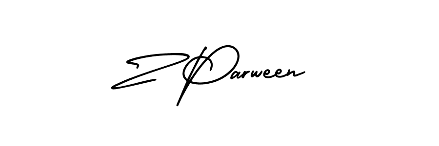 AmerikaSignatureDemo-Regular is a professional signature style that is perfect for those who want to add a touch of class to their signature. It is also a great choice for those who want to make their signature more unique. Get Z Parween name to fancy signature for free. Z Parween signature style 3 images and pictures png