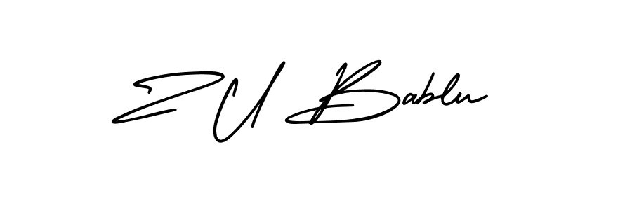 AmerikaSignatureDemo-Regular is a professional signature style that is perfect for those who want to add a touch of class to their signature. It is also a great choice for those who want to make their signature more unique. Get Z U Bablu name to fancy signature for free. Z U Bablu signature style 3 images and pictures png