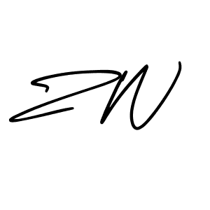 How to make Z W name signature. Use AmerikaSignatureDemo-Regular style for creating short signs online. This is the latest handwritten sign. Z W signature style 3 images and pictures png