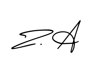 You should practise on your own different ways (AmerikaSignatureDemo-Regular) to write your name (Z. A) in signature. don't let someone else do it for you. Z. A signature style 3 images and pictures png