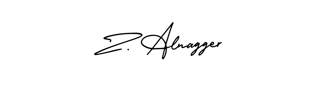 if you are searching for the best signature style for your name Z. Alnagger. so please give up your signature search. here we have designed multiple signature styles  using AmerikaSignatureDemo-Regular. Z. Alnagger signature style 3 images and pictures png