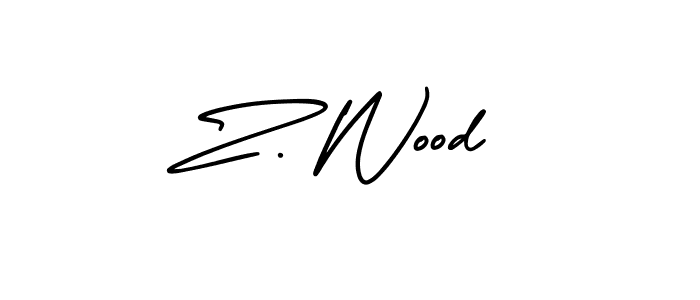 You should practise on your own different ways (AmerikaSignatureDemo-Regular) to write your name (Z. Wood) in signature. don't let someone else do it for you. Z. Wood signature style 3 images and pictures png